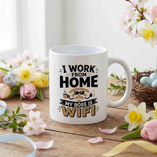 I Work From Home, My Boss is WIFI Mug 📶☕