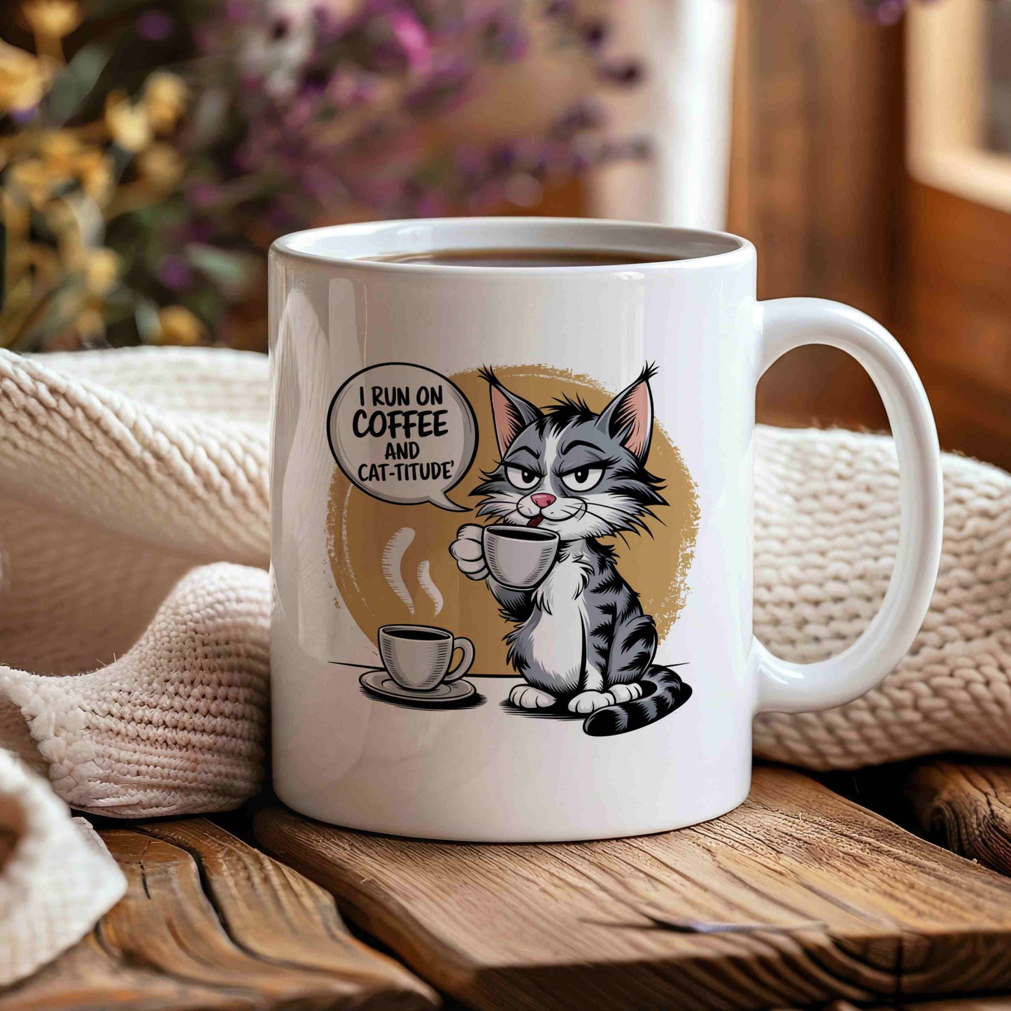 I Run On Coffee And Cat-titude Mug