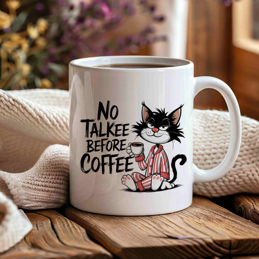 No Talkee Before Coffee Mug